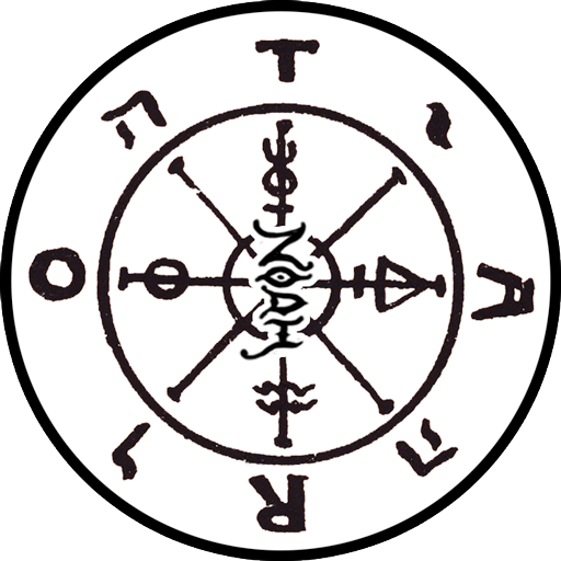 Zodi Magick Logo Icon with the Tarot Symbol for Wheel of Fortune. The Word ZODI is vertically going down in the center.